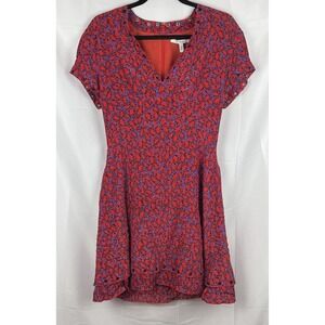 Derek Lam 10 Crosby Dress Red Violet Leaf Silk Blend Grommet Size 6 $525 EUC
